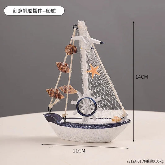 Sailboat Craft Ornament Online Store Photography Prop Cake Decoration Creative Home Mini Sailboat Figurine Desk Decoration decor Peaceful Pleasures Health and Wellness