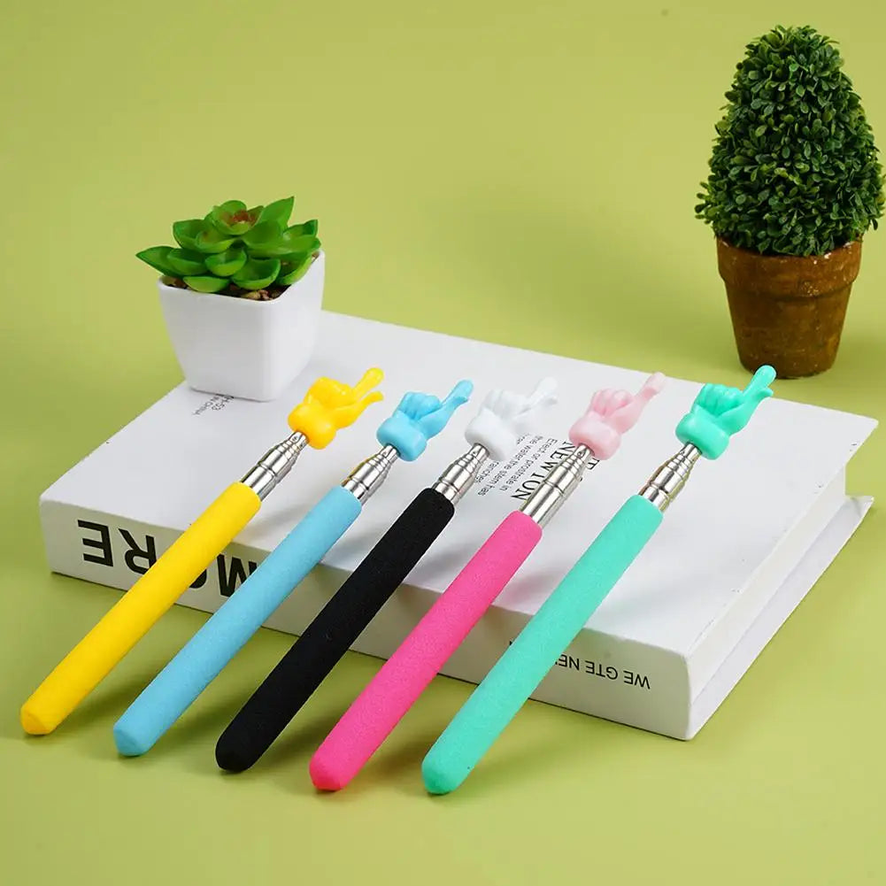 Colorful Finger Design Retractable Teacher Pointer Anti-slip Handle Teaching Guide Pointer Teaching Stick Whiteboard Pointer Peaceful Pleasures Health and Wellness