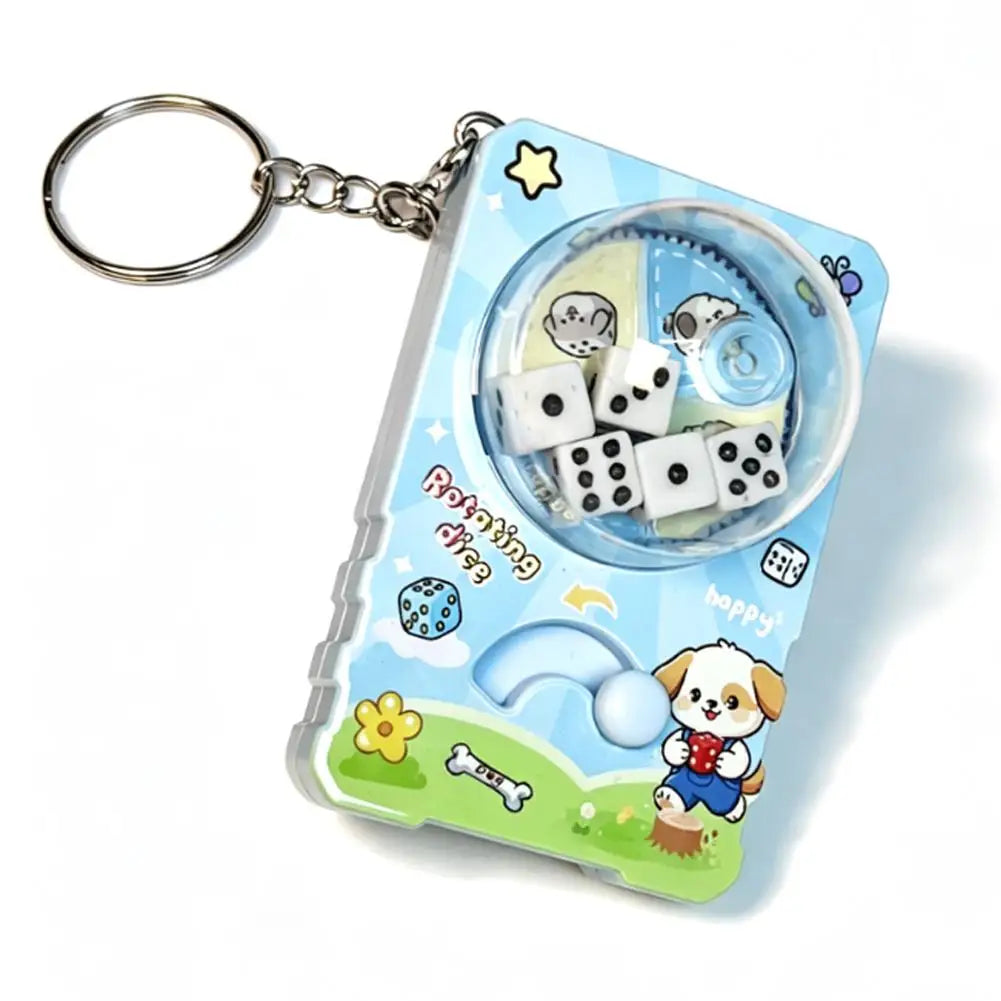Cute Cartoon Rotating Dice Game Keychain Stress Relief Toy Manual