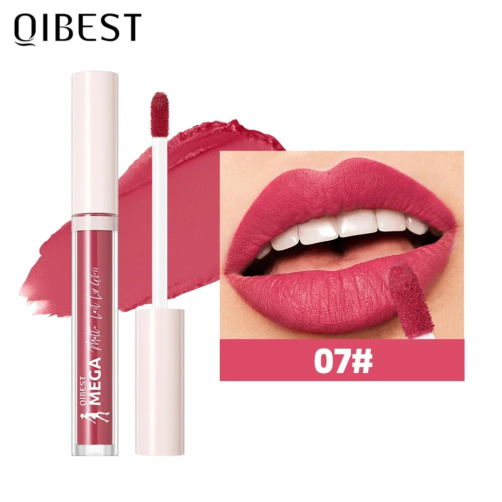 QIBEST 24 Colors Nude Matte Lip Gloss Waterproof Long-lasting Liquid Lipstick Purple Lip Stain Tint Makeup Lip Glaze Cosmetics Peaceful Pleasures Health and Wellness 07