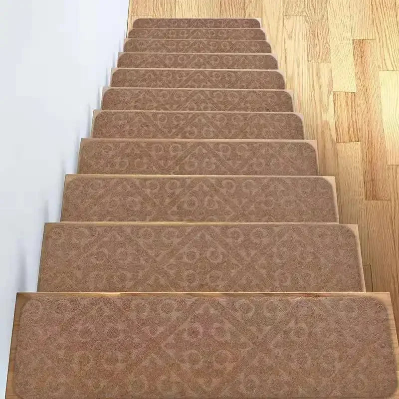 Non-Slip Staircase Mat Stair Carpet Treads Stair Pads Rug Tread Safety for Kids Elders and Dogs Home Hospistal Indoor Use Peaceful Pleasures Health and Wellness Style A Khaki 20W 76L cm 1pc