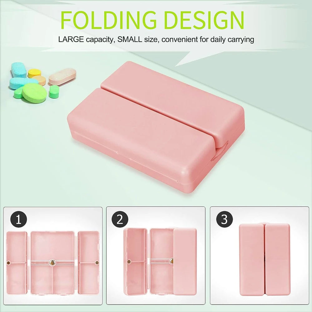 1Pcs Travel Pill Organizer, 7 Compartments Pill Box Pocket Pharmacy for Purse Portable to Hold Vitamins, Medication or Earrings Peaceful Pleasures Health and Wellness