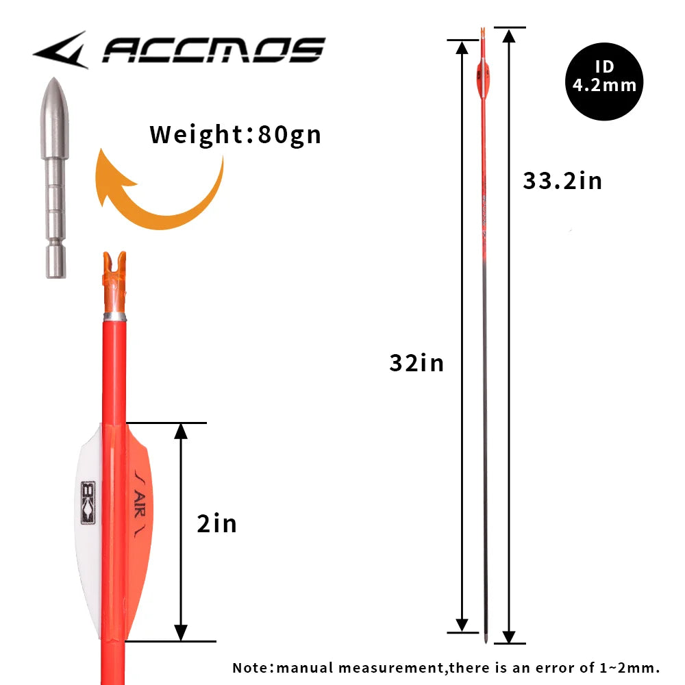 6 Pure Carbon Arrow ID4 Spine 400 1000 Shaft Air Feather Compound