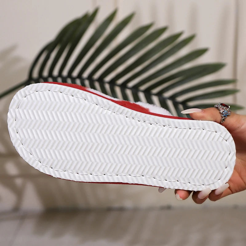 Women's Heart Plush Indoor Slippers – Cozy Open Toe Slides