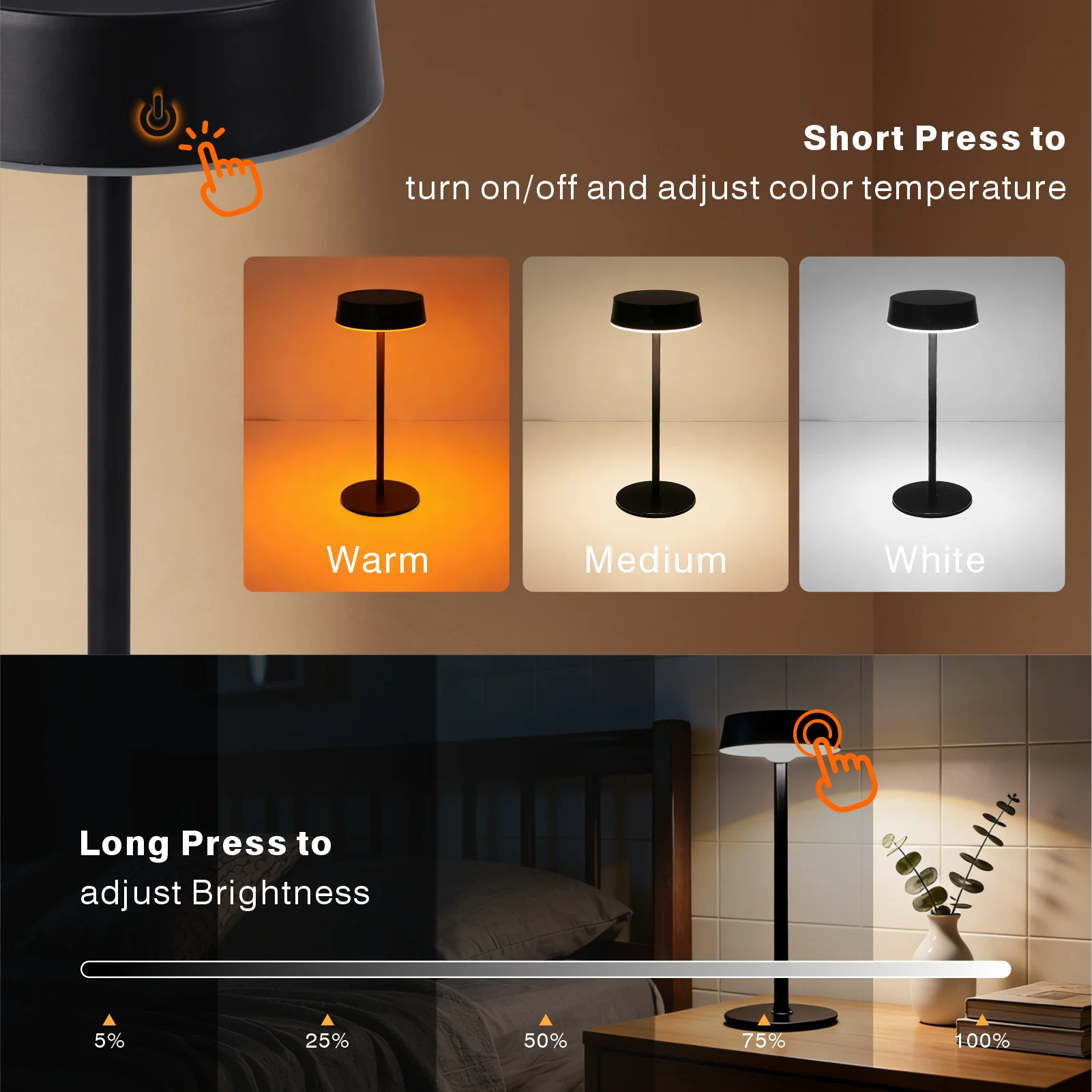 3 Color Temperature Desk Lamp Solar Light Table Lamp For Bedroom Camping Two Charging Way Waterproof Night Lights For Home Peaceful Pleasures Health and Wellness