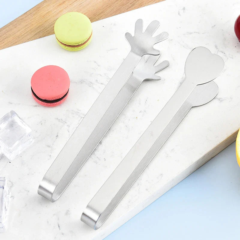 Heart Shaped Mini Tongs – Stainless Steel Food Serving Clamps