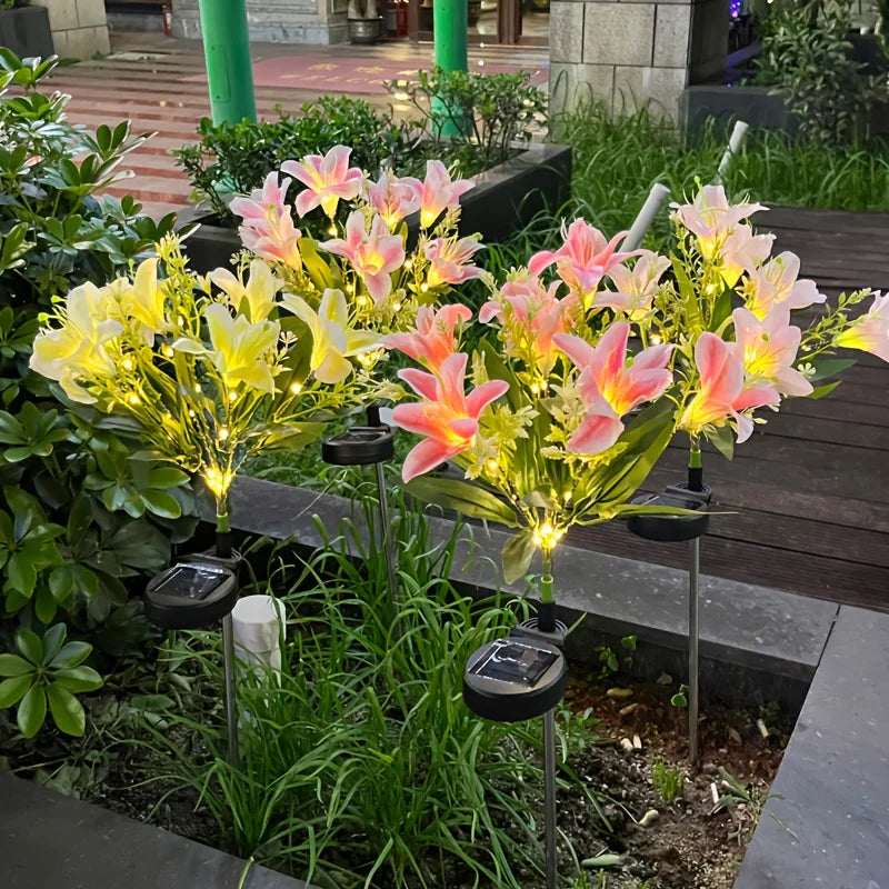 Solar LED Lily Flower Garden Stake Light | Outdoor Lawn Decor