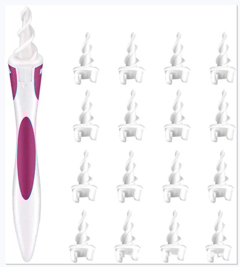 Silicone Spiral Ear Wax Cleaner Kit – 16 Tips | Safe Removal