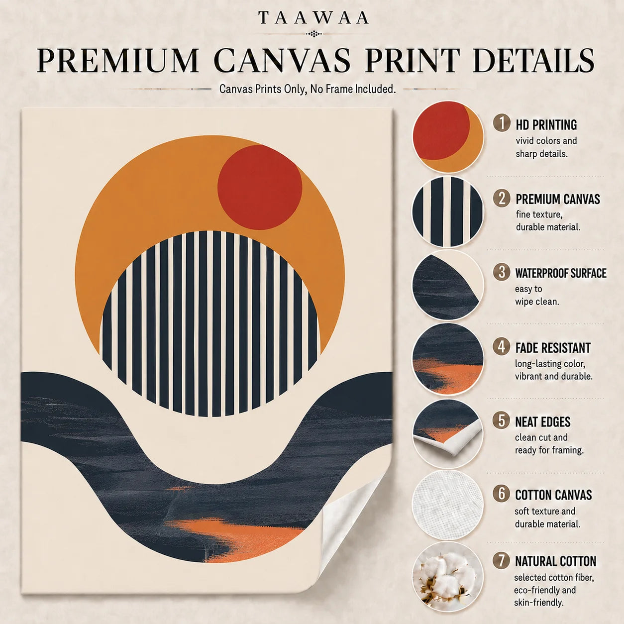 Abstract Geometric Canvas Wall Art | Modern Vintage Poster Print Canvas Wall Art Print Peaceful Pleasures Health and Wellness