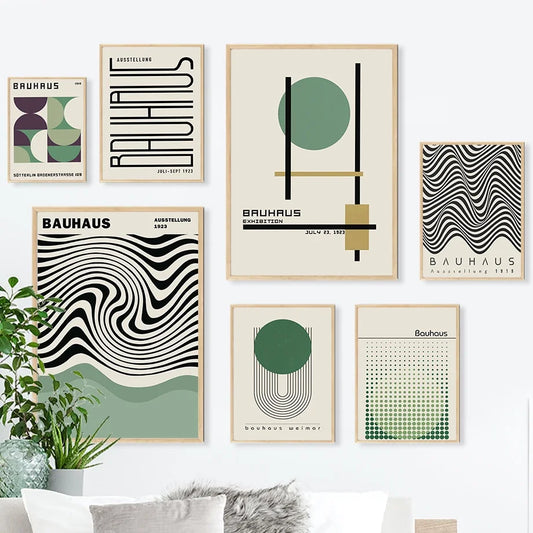 Scandinavian Bauhaus Green Color Block Canvas Wall Art Print Canvas Wall Art Print Peaceful Pleasures Health and Wellness