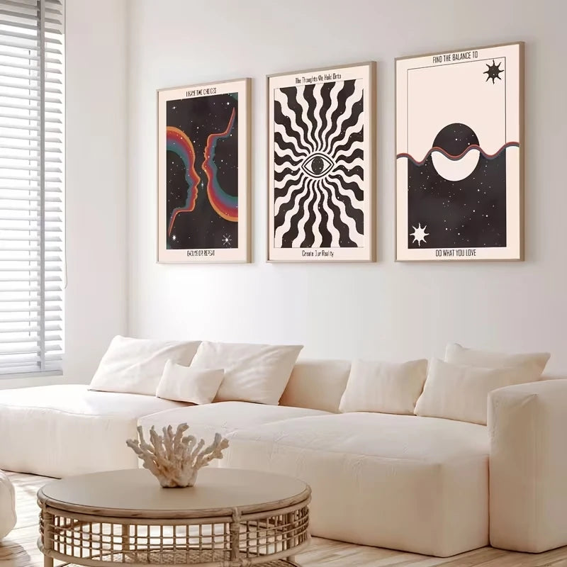 3-Piece Meditation Cosmic Canvas Wall Art | Bedroom Decor