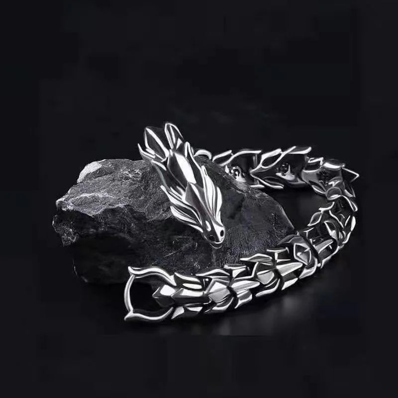 Retro Dragon Head Men's Bracelet | Punk Dragon Scale Charm