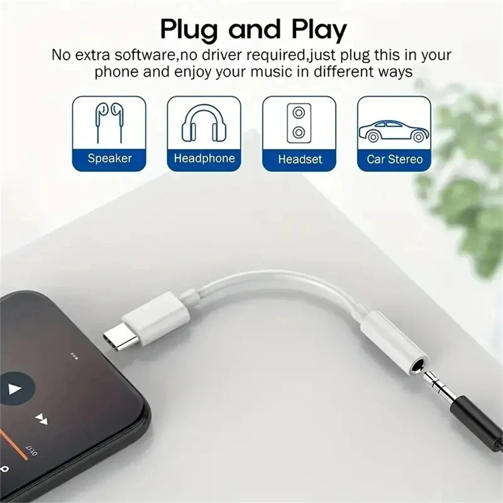 USB Type C To 3.5mm DAC Earphone Jack Audio Adapter For iPhone15 Samsung Huawei Xiaomi Android USB-C Headphone Connector Peaceful Pleasures Health and Wellness