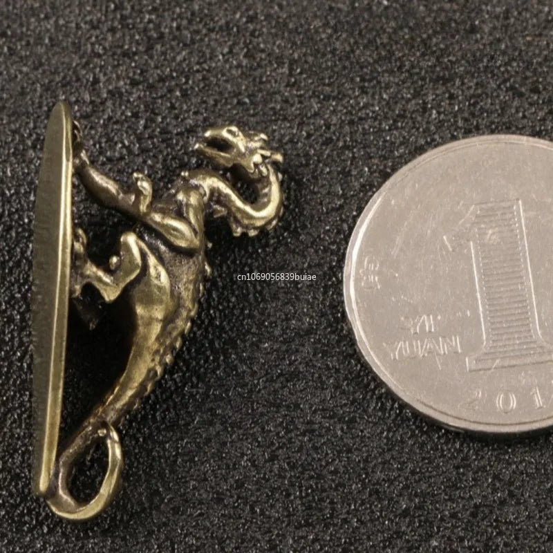 Retro Brass Mini Dragon Figurines Desk Decoration Solid Brass Pterosaur Statue Ornament Home Decor Micro Carved Crafts HomeDecor Peaceful Pleasures Health and Wellness Default Title