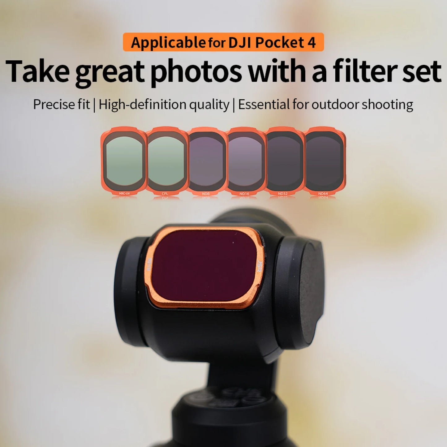 For DJI Pocket 4 Filter Kit Aviation Aluminum Nano Coating 99% Transmittance Optical Glass Ultra Lightweight Gimbal Friendly Peaceful Pleasures Health and Wellness