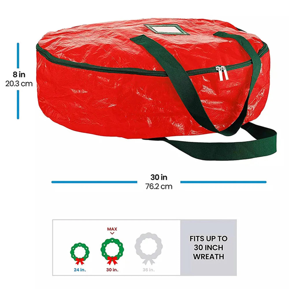 Large Capacity Round Christmas Wreath Storage Bag With Handle Wear-resistant Waterproof Festive Garland Handbag Wreath Storage Peaceful Pleasures Health and Wellness