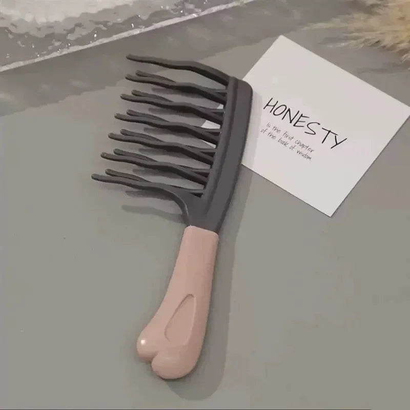 1pc Dual Wide-Tooth Hair Combs, Ideal for Long Curls & Voluminous Styles, Curly Hair Management &Home Massage, Elegant Hair Care Peaceful Pleasures Health and Wellness Grey