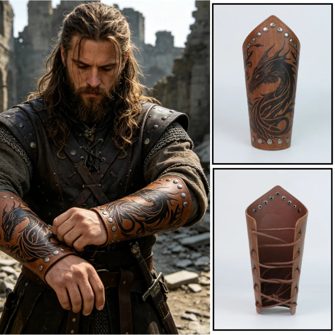 1PCMedieval Knight Cosplay Costumes Armband Leather Retro Punk Wide