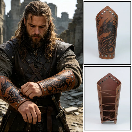 1PCMedieval Knight Cosplay Costumes Armband Leather Retro Punk Wide Peaceful Pleasures Health and Wellness