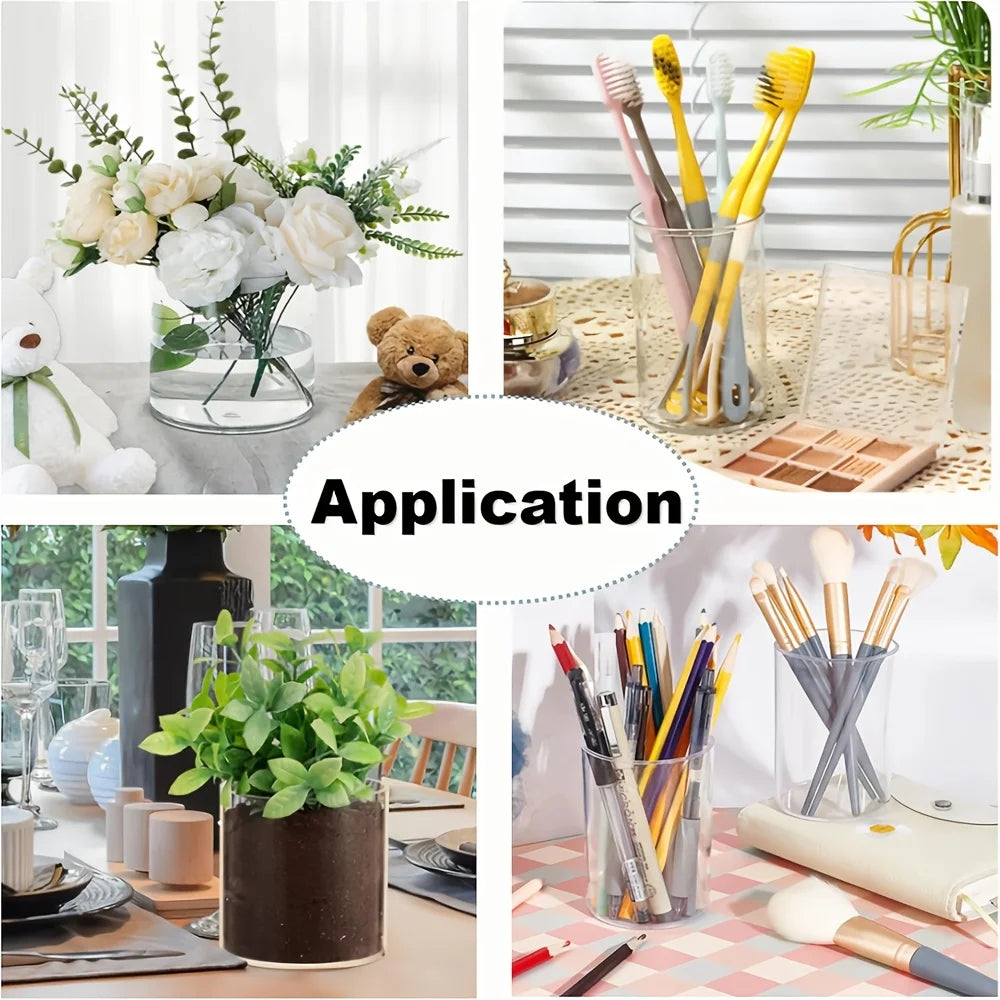 Clear Acrylic Cylinder Flower Vases – Set of 3 Wide-Mouth Vases for Centerpieces & Candle Holders