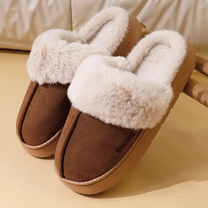Women's Fluffy Plush House Slippers – Cozy Indoor Flat Shoes