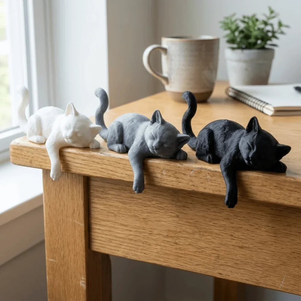 3D Printed Sleeping Cat Desk Ornament | Cute Cat Statue