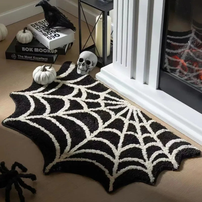 Halloween Non-Slip Doormat | Pumpkin & Spider Web Rug