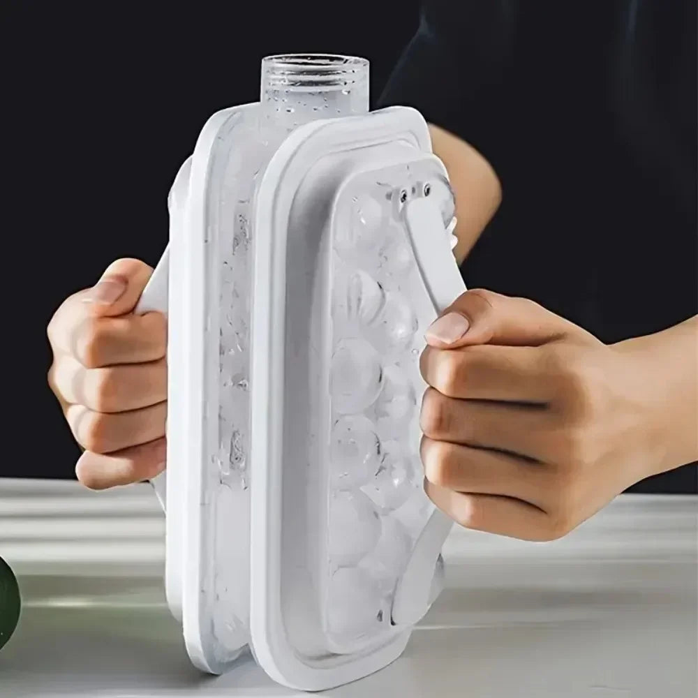 2-in-1 Folding Ice Maker Bottle – 17 Hockey Puck Ice Cubes