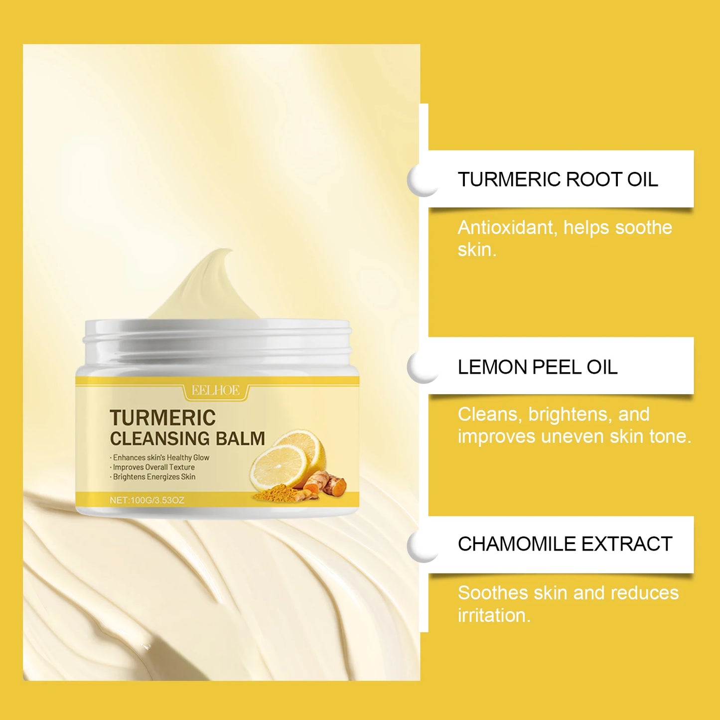 Turmeric Ginger Lemon Cleansing Balm Makeup Remover 100g