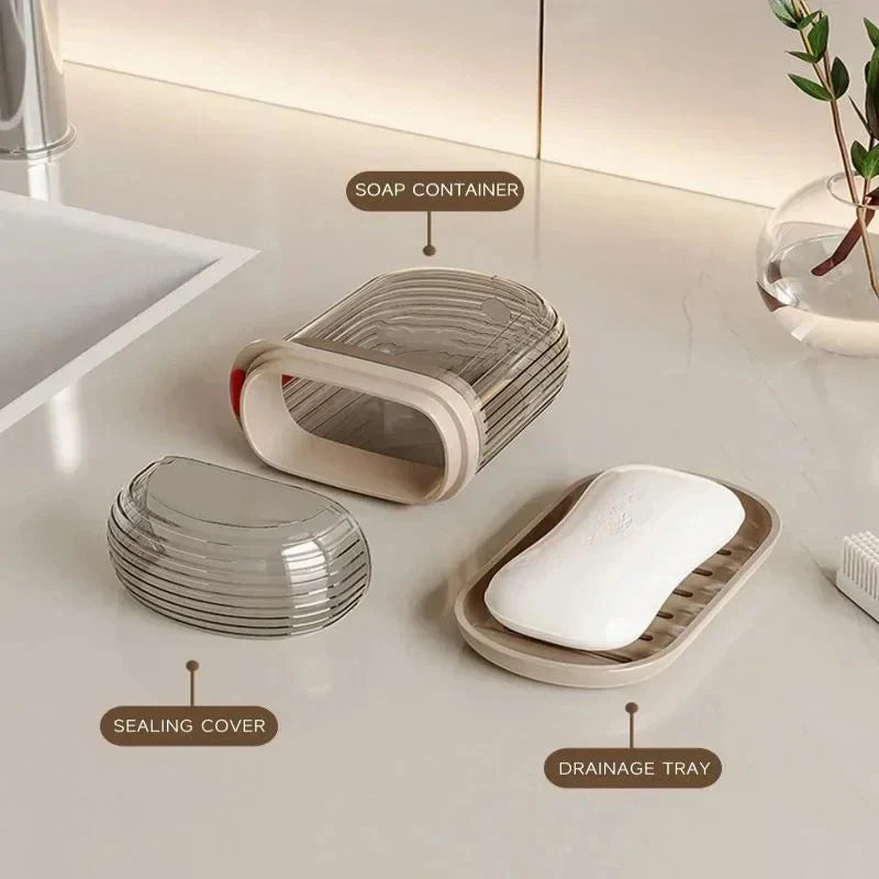 Portable Waterproof Travel Soap Box with Drainage Rack