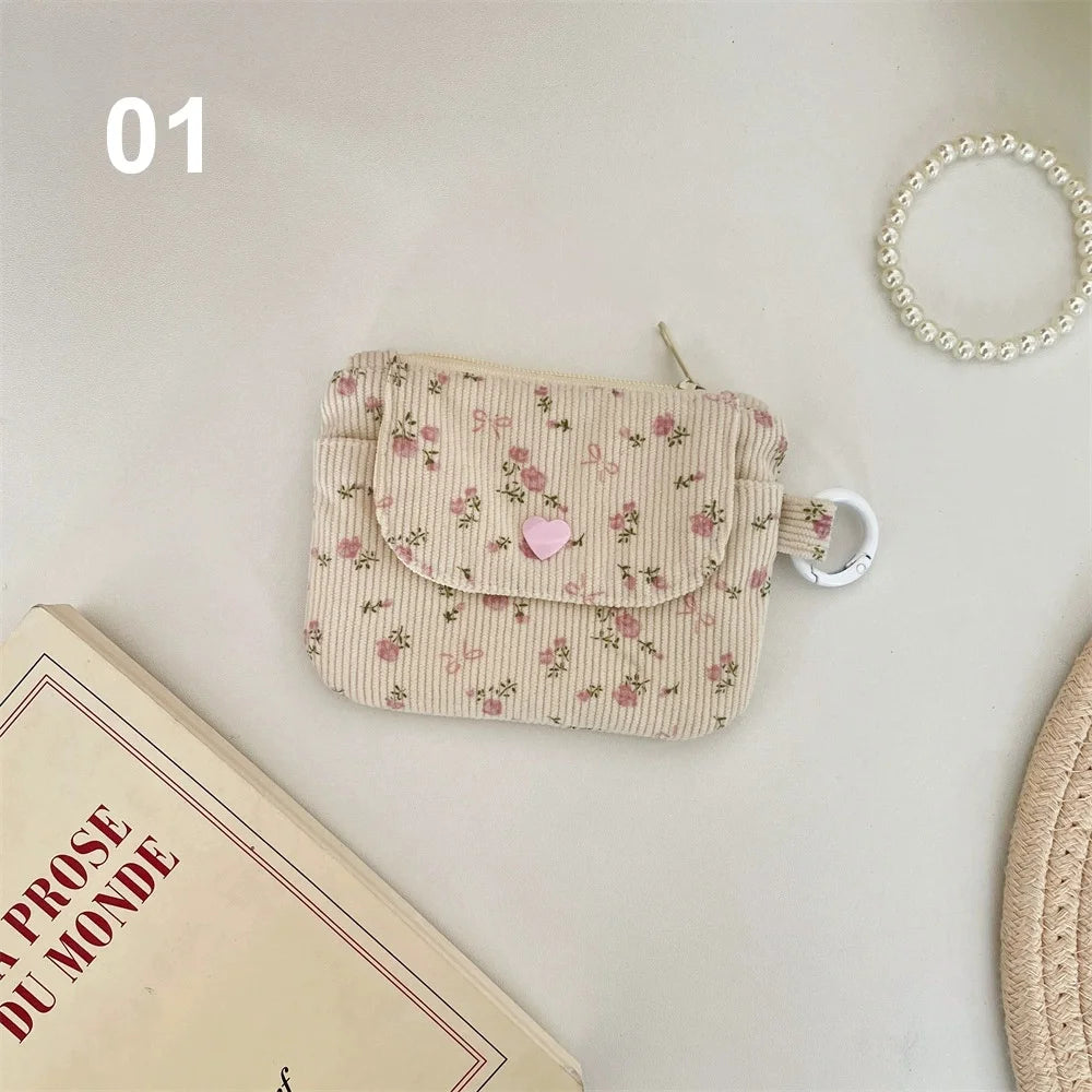 Corduroy Coin Purse Women's Wallet Zipper Card & Makeup Bag