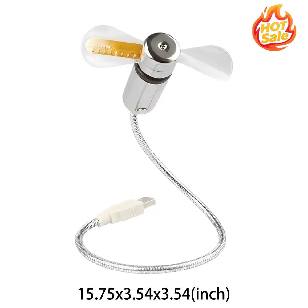 VODOOL USB Mini Fan with LED Clock & Temperature Display