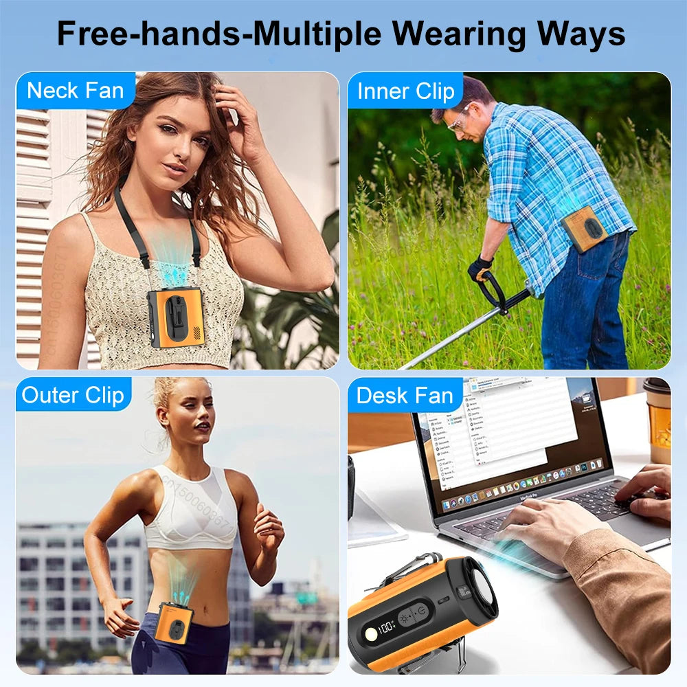 Portable Waist Fan Wearable Hanging Neck Fan for Outdoor Working Travel Bladeless Air Circulation Fan Mini Personal Desktop Fan Peaceful Pleasures Health and Wellness