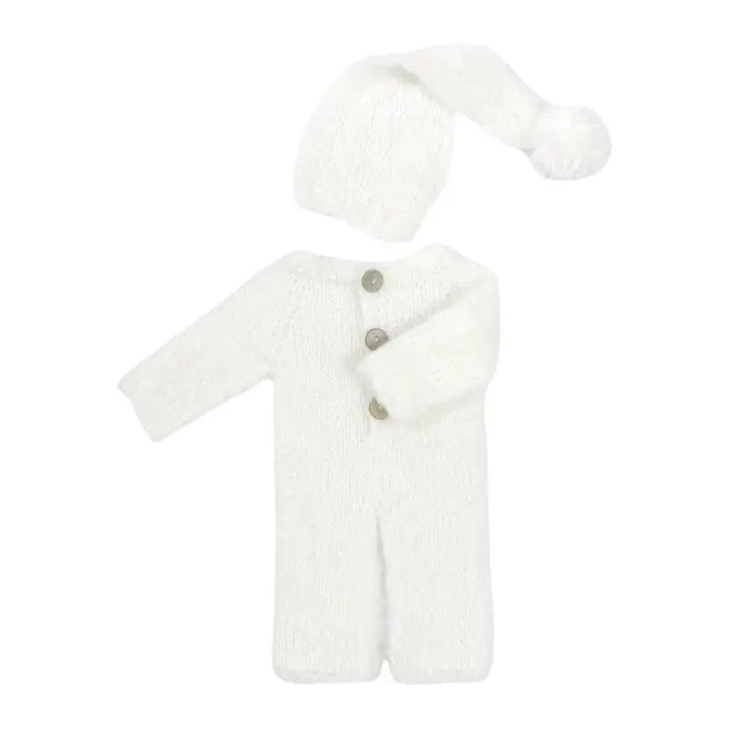 Newborn Photography Romper & Hat Set | Soft Mohair Baby Outfit