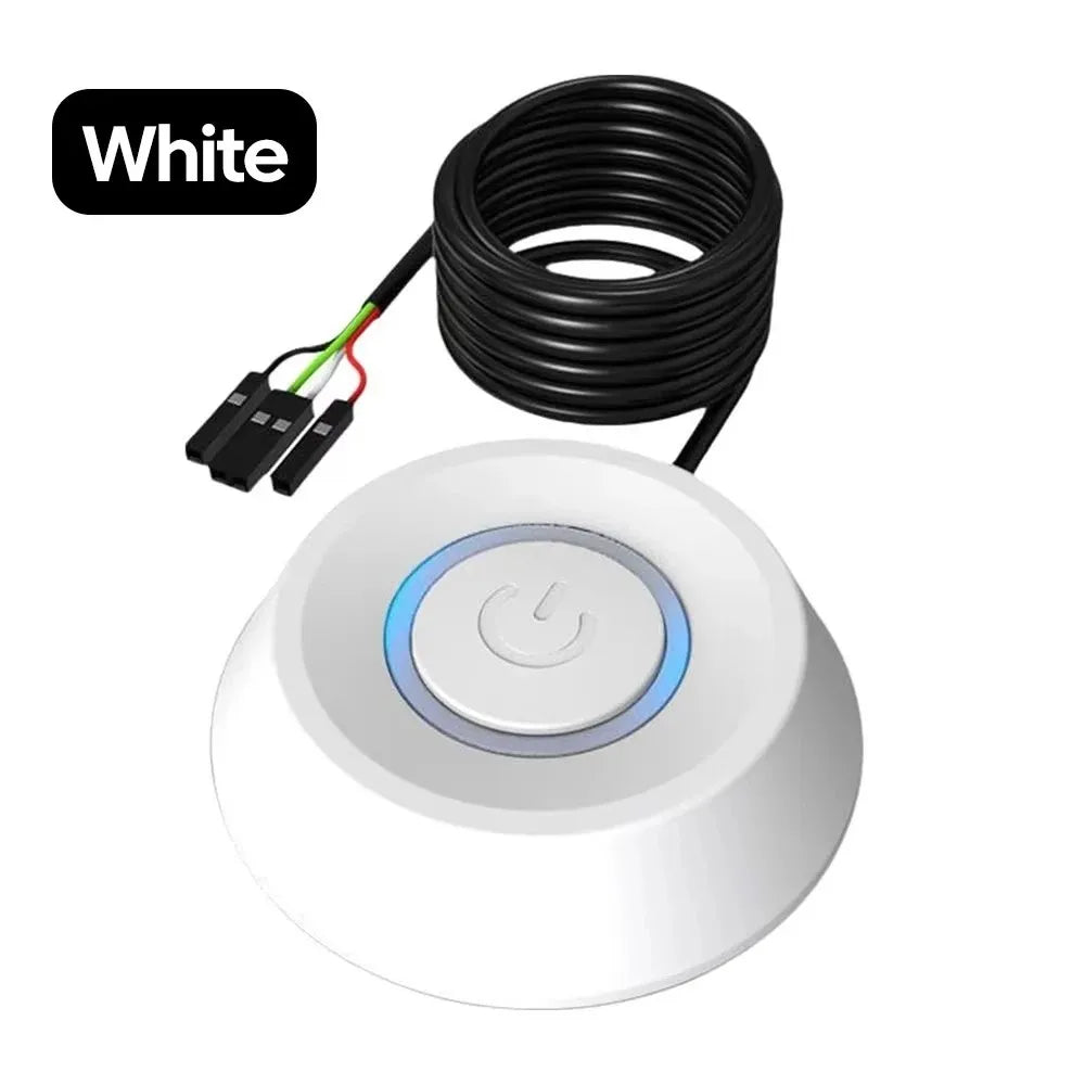 Computer Desktop Switch 1.8M LED Lights PC Motherboard External Start Power On/Off Button Extension Cable Startup Switch Office Peaceful Pleasures Health and Wellness white