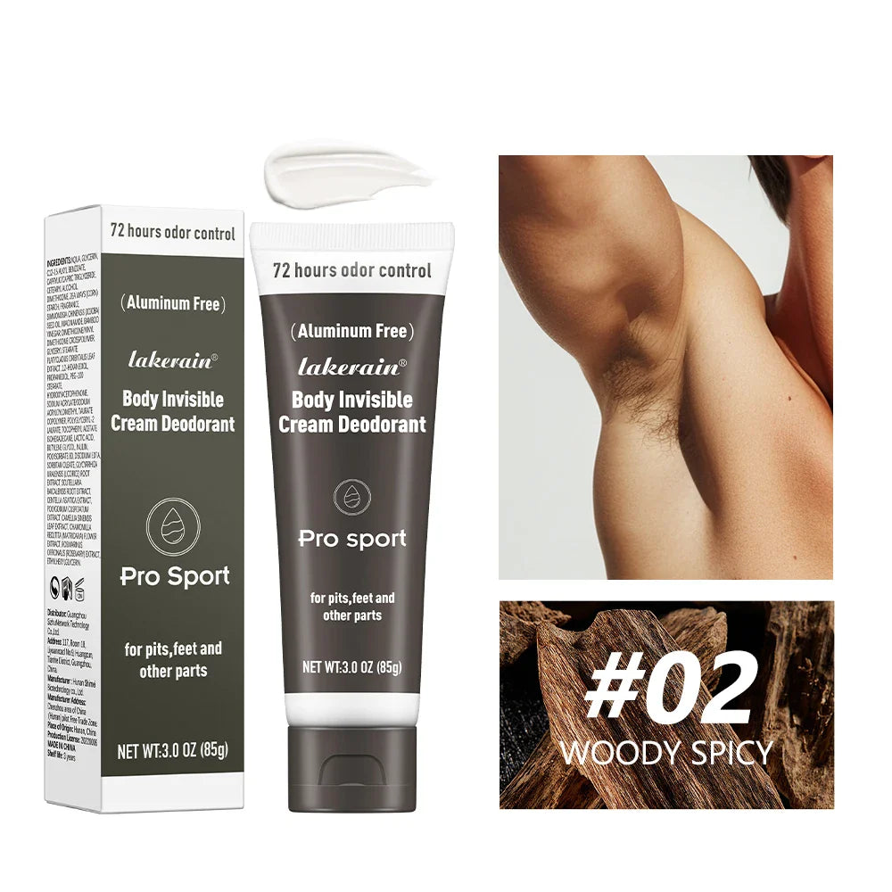 Men's Invisible Cream Deodorant – 72H Odor Control, Aluminium-Free