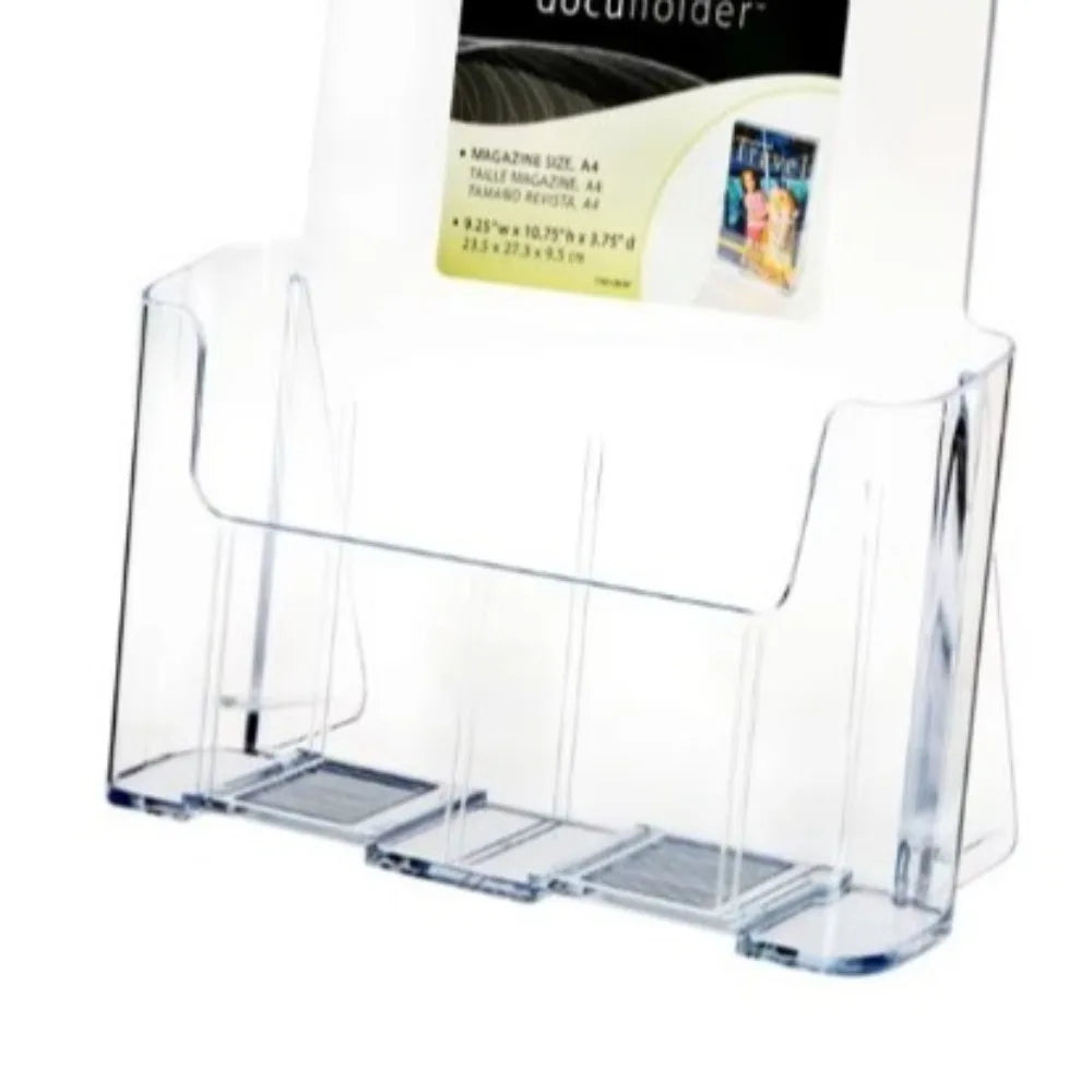 Durable A4 Size Brochure Holder Clear Non-slip Filing Magazine Rack Slanted Back Desktop Organizer Flyer Display Stand Locker Peaceful Pleasures Health and Wellness