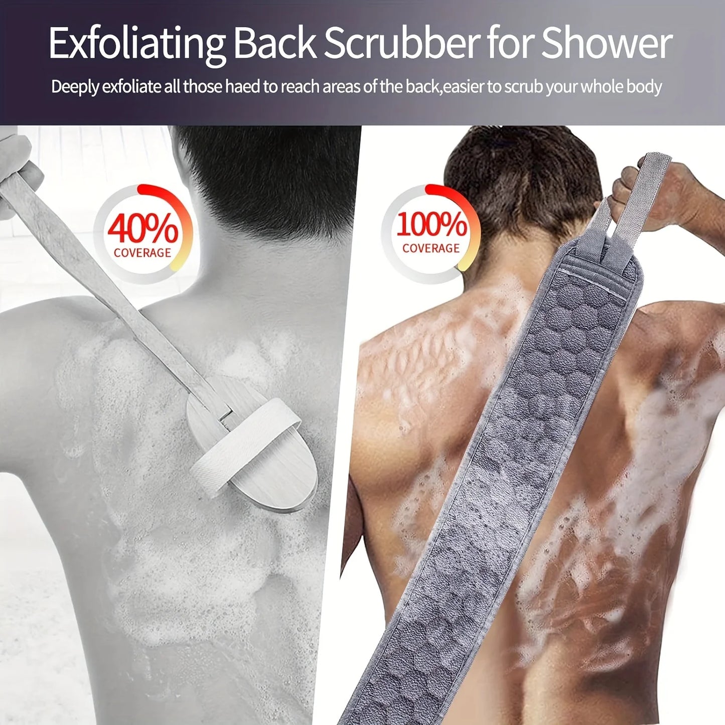 Exfoliating Body Scrubber Set – Back Scrubber, Glove & Loofah