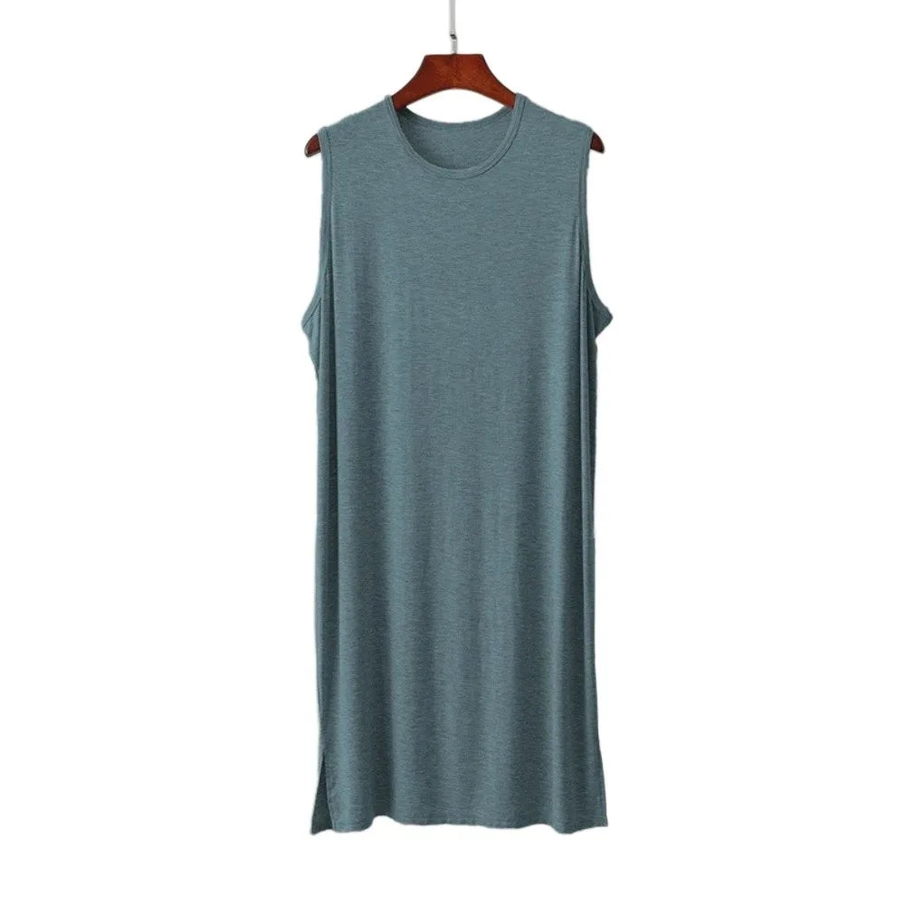 Men's Loose Modal Sleep Dress | Soft Knee-Length Night Robe Men's Sleep Dress Peaceful Pleasures Health and Wellness Green XXXL