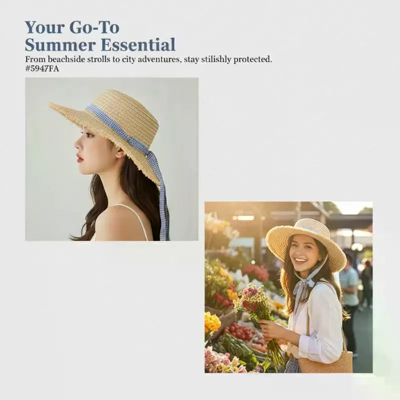 Women's Foldable Straw Sun Hat | Large Brim UV Protection