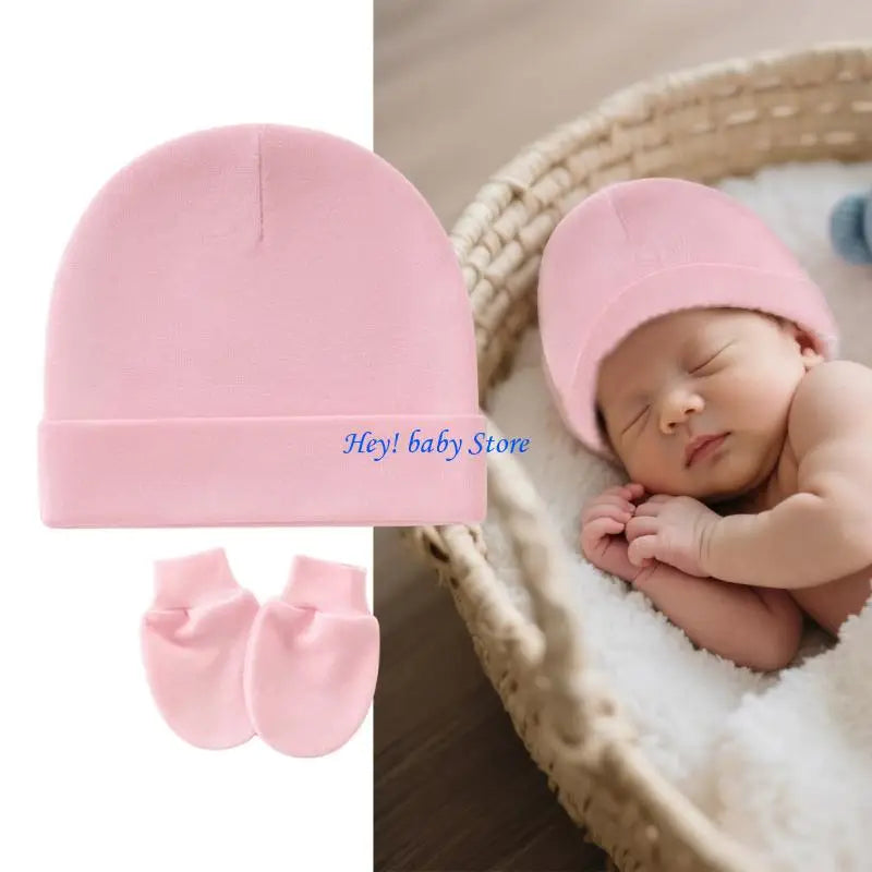 Baby Bonnet Hat & Mitten Set 3-Pack | Soft Cotton 0–3 Months