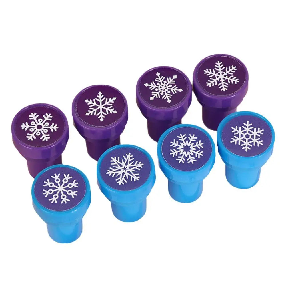 Christmas Snowflake Cartoon Stamp - High Beauty Safe Plastic Kids Toy Festive Companion Gift Cute Pattern Small Stamp Peaceful Pleasures Health and Wellness Blue