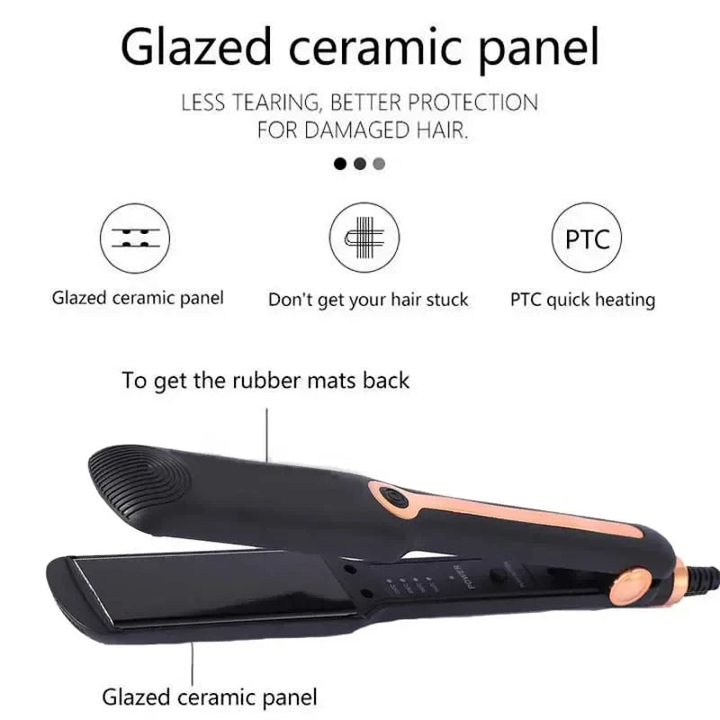 URGGU Ceramic Flat Iron Wide Plate Hair Straightener & Curler