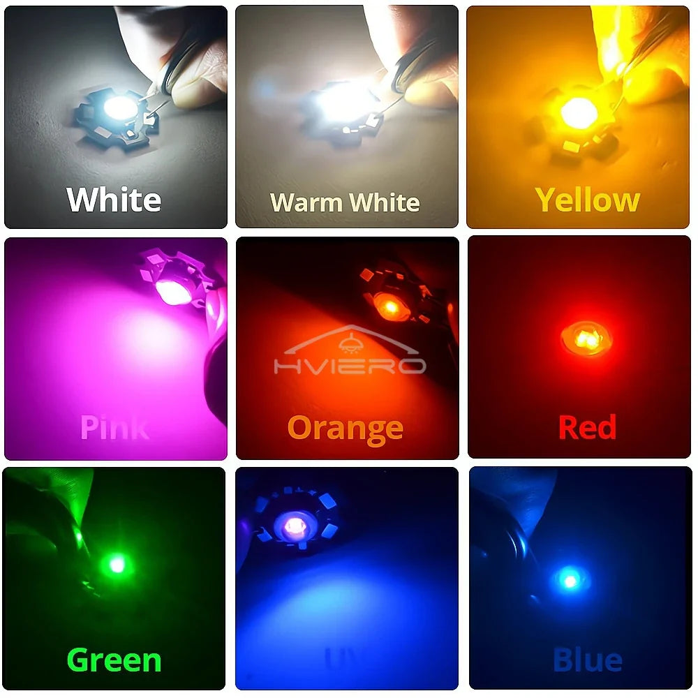 3W High Power LED Chip Beads 10/20 Pack + 20mm Star PCB