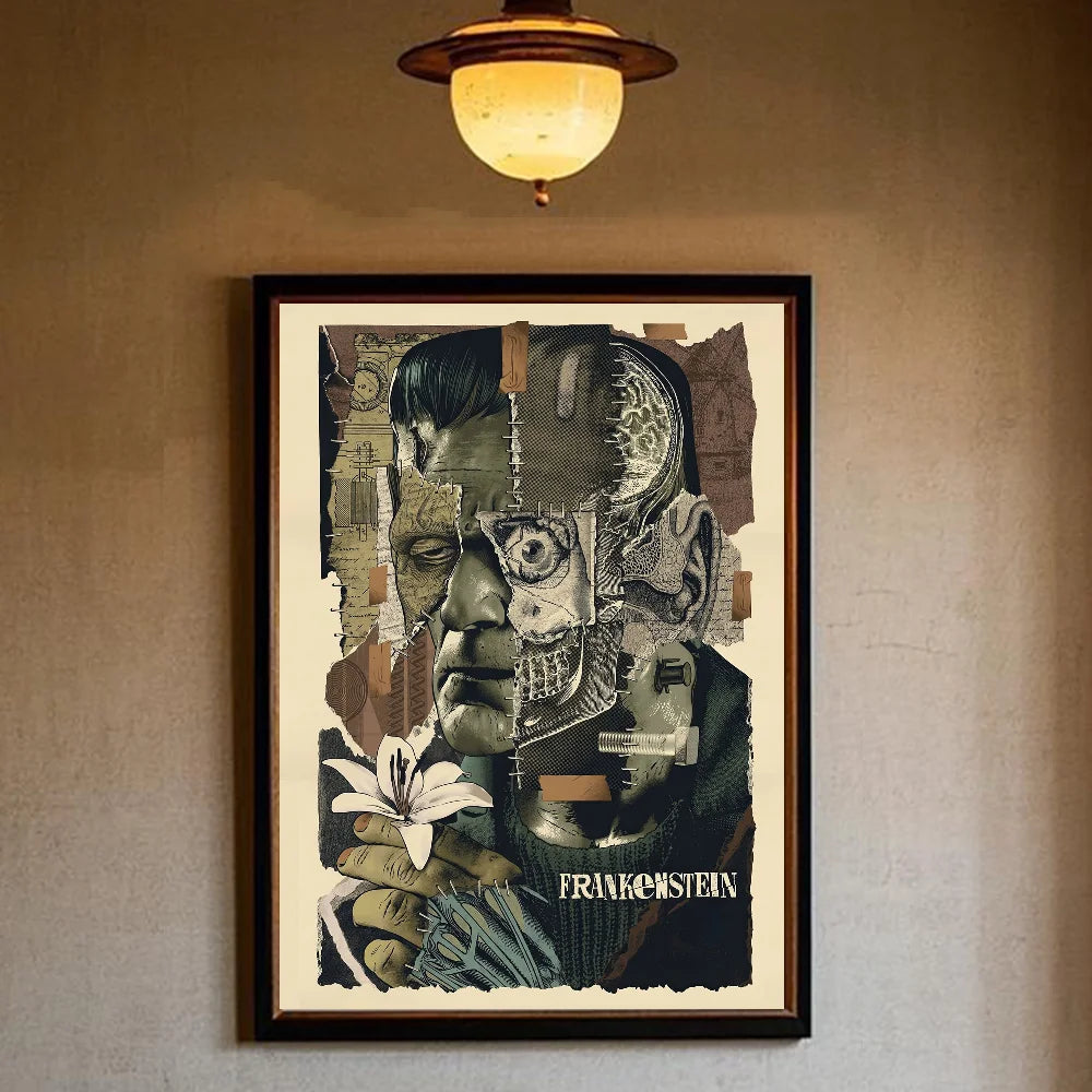 Vintage Universal Monsters Horror Movie Poster | Waterproof PVC Movie Wall Poster Peaceful Pleasures Health and Wellness z10 15X20cmNoframe