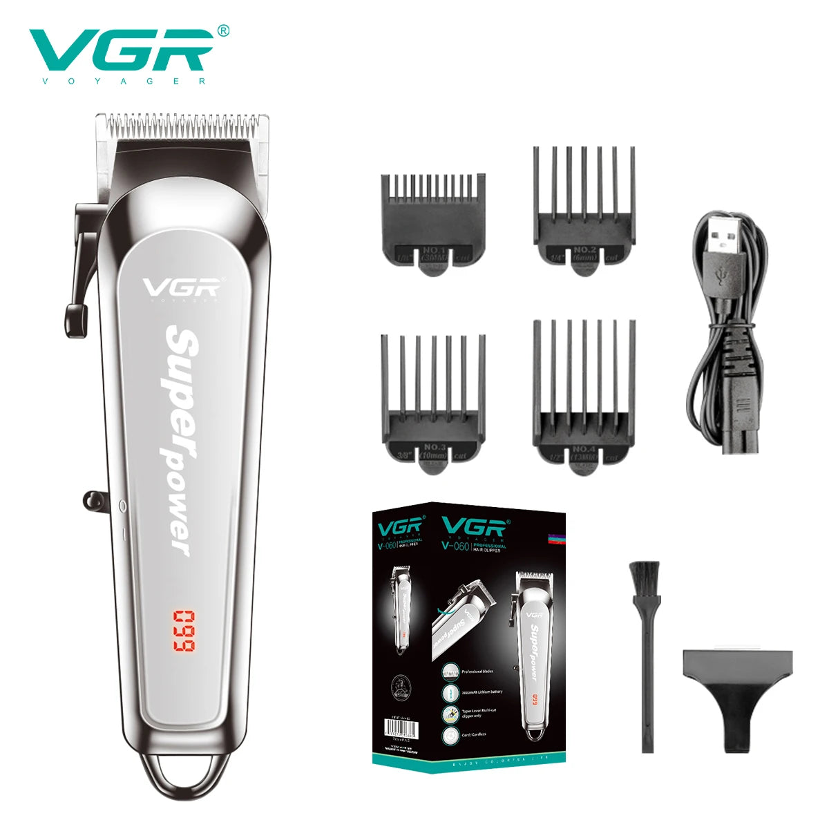 VGR 060 metal body hair clipper with high endurance, strong power, hair trimmer, multifunctional hair salon, household electric Peaceful Pleasures Health and Wellness V-060
