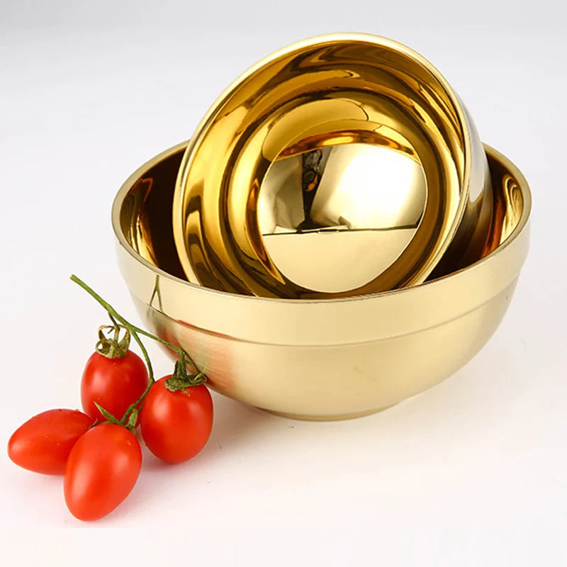 304 Stainless Steel Gold Bowl Household Kitchen Cooking Utensils Ideal for Preparing or Storing Food Peaceful Pleasures Health and Wellness