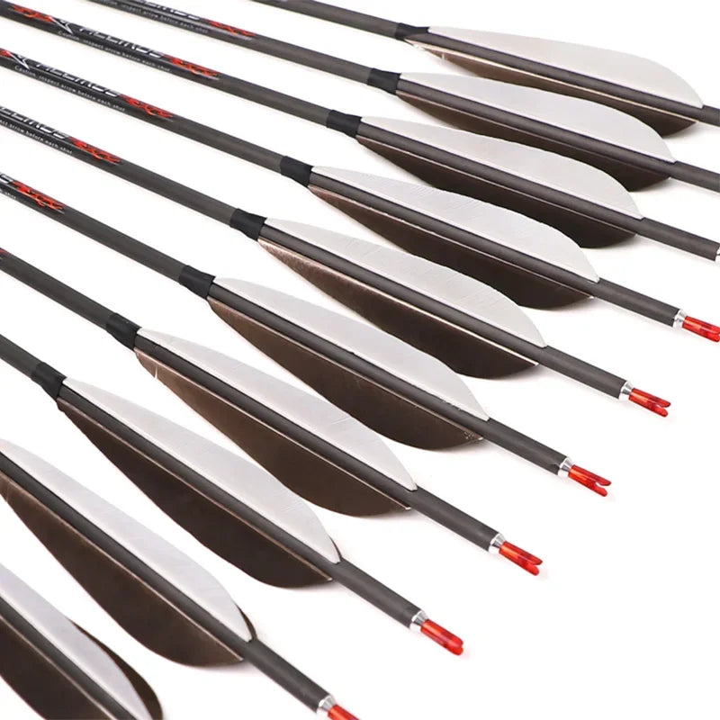 6 Turkey Feather Arrow ID6 2 Pure Carbon Spine 300 350 400 500 600
