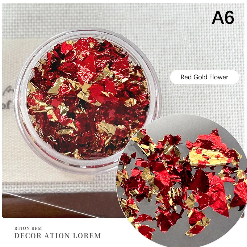 1Box Gold Foil Fragment Nail Glitter For DIY Nails Sticker Art Nail Decorations Multi Color Gold Leaf Flakes Peaceful Pleasures Health and Wellness A6