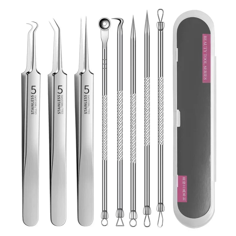 8-Piece Stainless Steel Blackhead Extraction Tool Kit